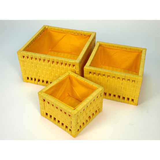 Úložné boxy s výpletem z přírodního provázku, žluté